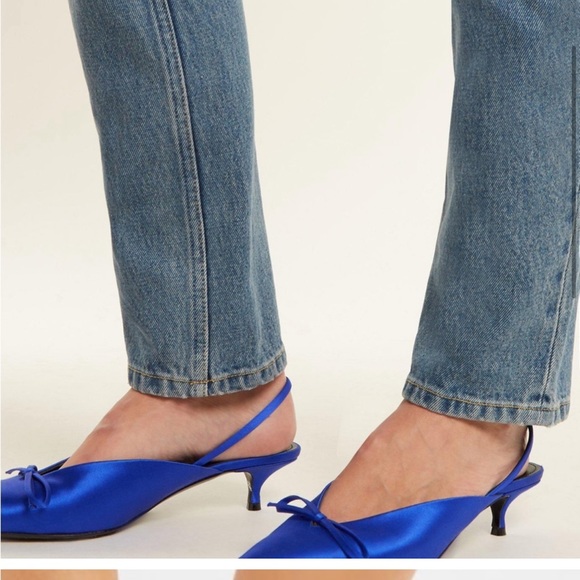 Balenciaga Blue Satin Pointed Toe Knife Slingback like new - Picture 7 of 11